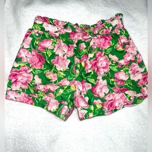 Janie and Jack girls elastic waist floral print cotton shorts, size 12